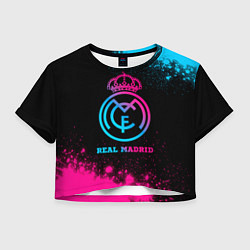 Футболка 3D укороченная женская Real Madrid - neon gradient, цвет: 3D-принт