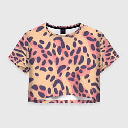 Футболка 3D укороченная женская Пятнистый пастельный узор, цвет: 3D-принт