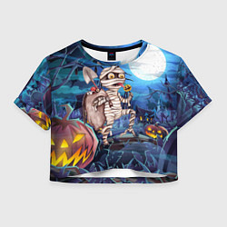 Футболка 3D укороченная женская Мумия с лопатой, цвет: 3D-принт