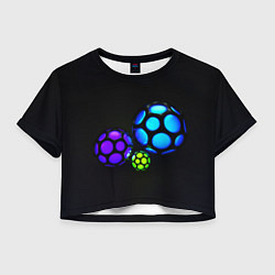 Футболка 3D укороченная женская Объёмные неоновые шары, цвет: 3D-принт