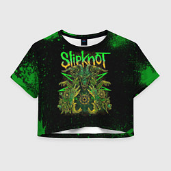 Футболка 3D укороченная женская Slipknot green satan, цвет: 3D-принт