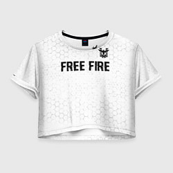 Футболка 3D укороченная женская Free Fire glitch на светлом фоне: символ сверху, цвет: 3D-принт