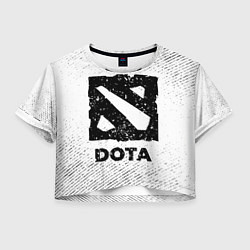 Футболка 3D укороченная женская Dota с потертостями на светлом фоне, цвет: 3D-принт