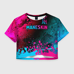 Футболка 3D укороченная женская Maneskin - neon gradient: символ сверху, цвет: 3D-принт