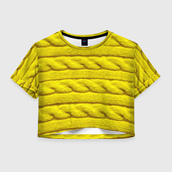 Футболка 3D укороченная женская Жёлтый свитер - Осень-Зима 2028, цвет: 3D-принт