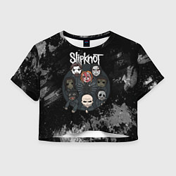 Футболка 3D укороченная женская Black slipknot, цвет: 3D-принт