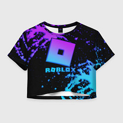 Футболка 3D укороченная женская Roblox logo neon gradient, цвет: 3D-принт