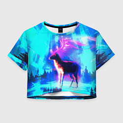 Футболка 3D укороченная женская Благородный олень, цвет: 3D-принт