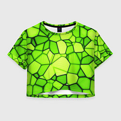 Футболка 3D укороченная женская Неоновые салатовые осколки, цвет: 3D-принт