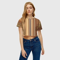 Футболка 3D укороченная женская Золотистые и серые линии в геометрии, цвет: 3D-принт — фото 2