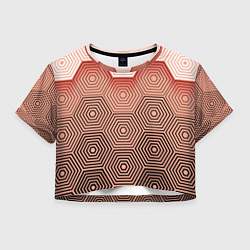 Футболка 3D укороченная женская Multi- faceted pattern, цвет: 3D-принт