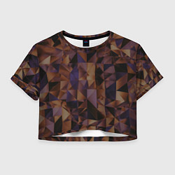 Футболка 3D укороченная женская Стеклянная тёмная геометрическая текстура, цвет: 3D-принт