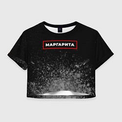 Футболка 3D укороченная женская Маргарита - в красной рамке на темном, цвет: 3D-принт