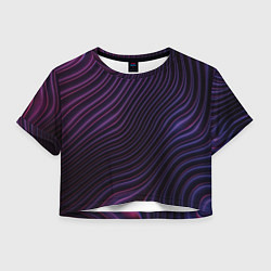 Футболка 3D укороченная женская Фиолетово-синяя волнообразная абстракция, цвет: 3D-принт