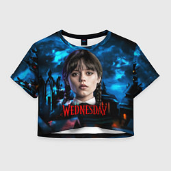 Футболка 3D укороченная женская Wednesday horror, цвет: 3D-принт