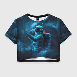 Футболка 3D укороченная женская An astronaut in blue space, цвет: 3D-принт
