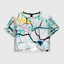 Футболка 3D укороченная женская Абстракция лед, цвет: 3D-принт