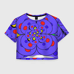 Футболка 3D укороченная женская Полукруг яркий орнамент, цвет: 3D-принт