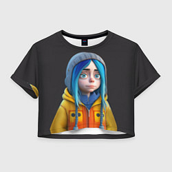 Футболка 3D укороченная женская Билли Айлиш в мультяшном стиле, цвет: 3D-принт