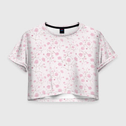 Футболка 3D укороченная женская Нежные , весенние цветы, цвет: 3D-принт