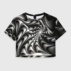 Футболка 3D укороченная женская Abstract fractal grey, цвет: 3D-принт