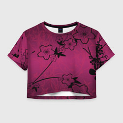 Футболка 3D укороченная женская Pink Flower, цвет: 3D-принт