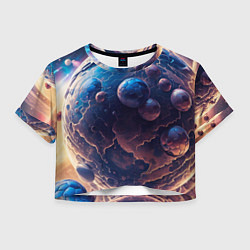 Футболка 3D укороченная женская Фантастический футбол, цвет: 3D-принт