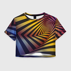 Футболка 3D укороченная женская Красочная объёмная спираль - авангард, цвет: 3D-принт