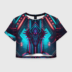 Футболка 3D укороченная женская Кибернетический узор дракона, цвет: 3D-принт