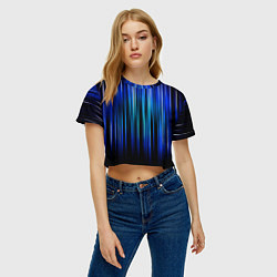 Футболка 3D укороченная женская Neon line stripes, цвет: 3D-принт — фото 2
