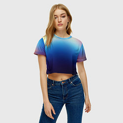 Футболка 3D укороченная женская Blue gradient colors, цвет: 3D-принт — фото 2
