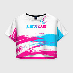 Футболка 3D укороченная женская Lexus neon gradient style: символ сверху, цвет: 3D-принт