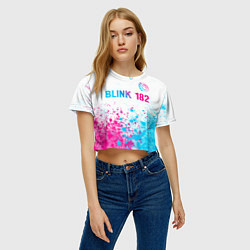 Футболка 3D укороченная женская Blink 182 neon gradient style: символ сверху, цвет: 3D-принт — фото 2