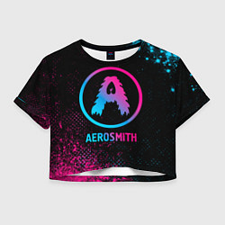 Футболка 3D укороченная женская Aerosmith - neon gradient, цвет: 3D-принт