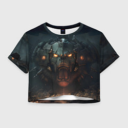 Футболка 3D укороченная женская Space marine machine, цвет: 3D-принт