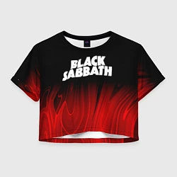 Футболка 3D укороченная женская Black Sabbath red plasma, цвет: 3D-принт