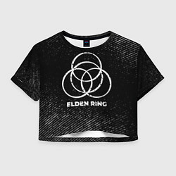 Футболка 3D укороченная женская Elden Ring с потертостями на темном фоне, цвет: 3D-принт