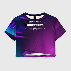 Футболка 3D укороченная женская Minecraft gaming champion: рамка с лого и джойстик, цвет: 3D-принт