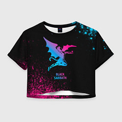 Футболка 3D укороченная женская Black Sabbath - neon gradient, цвет: 3D-принт