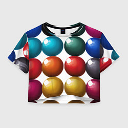 Футболка 3D укороченная женская Шары для бильярда, цвет: 3D-принт