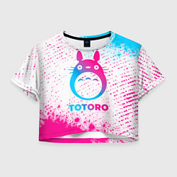 Футболка 3D укороченная женская Totoro neon gradient style, цвет: 3D-принт