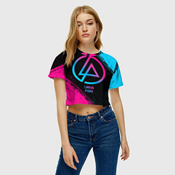 Футболка 3D укороченная женская Linkin Park - neon gradient, цвет: 3D-принт — фото 2