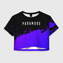 Футболка 3D укороченная женская Paramore purple grunge, цвет: 3D-принт