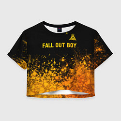 Футболка 3D укороченная женская Fall Out Boy - gold gradient: символ сверху, цвет: 3D-принт
