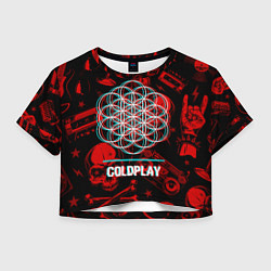 Футболка 3D укороченная женская Coldplay rock glitch, цвет: 3D-принт