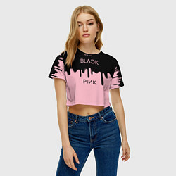 Футболка 3D укороченная женская Blackpink - краски, цвет: 3D-принт — фото 2