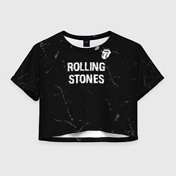 Футболка 3D укороченная женская Rolling Stones glitch на темном фоне: символ сверх, цвет: 3D-принт