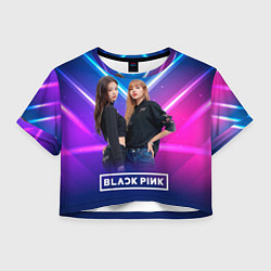 Футболка 3D укороченная женская Blackpink neon, цвет: 3D-принт