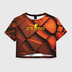 Футболка 3D укороченная женская CSGO orange logo, цвет: 3D-принт