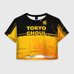 Футболка 3D укороченная женская Tokyo Ghoul - gold gradient: символ сверху, цвет: 3D-принт